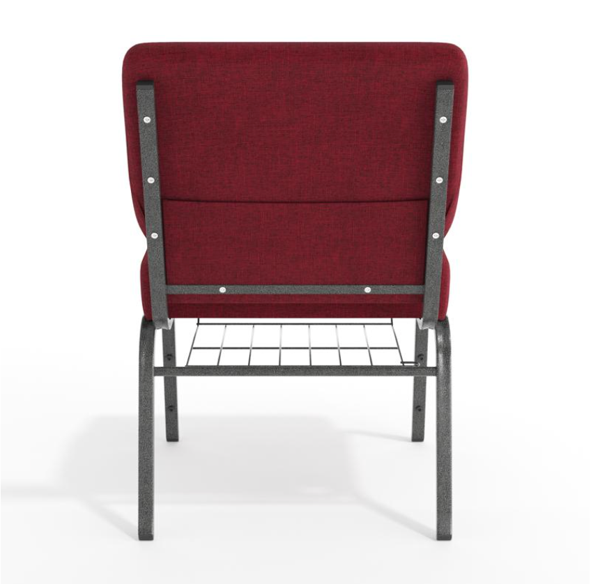 Sold In SETS of 50 Chairs. Church Chairs/Auditorium Seating | Stackable Church Seatings 21 Inch Crimson Fabric Worship Cinema Auditorium Sanctuary Church Chairs with Cut-Away Back With Book Rack