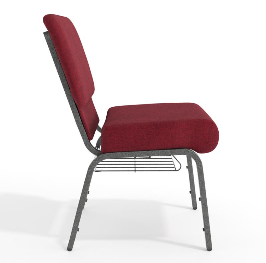 Sold In SETS of 50 Chairs. Church Chairs/Auditorium Seating | Stackable Church Seatings 21 Inch Crimson Fabric Worship Cinema Auditorium Sanctuary Church Chairs with Cut-Away Back With Book Rack