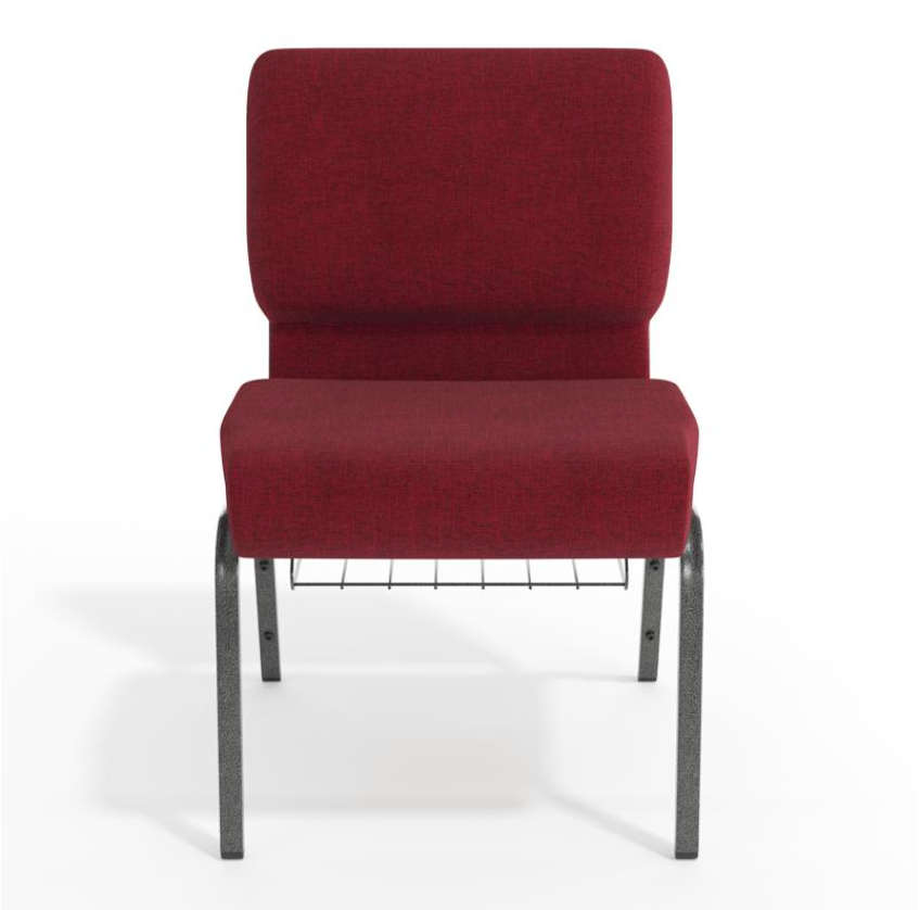 Sold In SETS of 50 Chairs. Church Chairs/Auditorium Seating | Stackable Church Seatings 21 Inch Crimson Fabric Worship Cinema Auditorium Sanctuary Church Chairs with Cut-Away Back With Book Rack