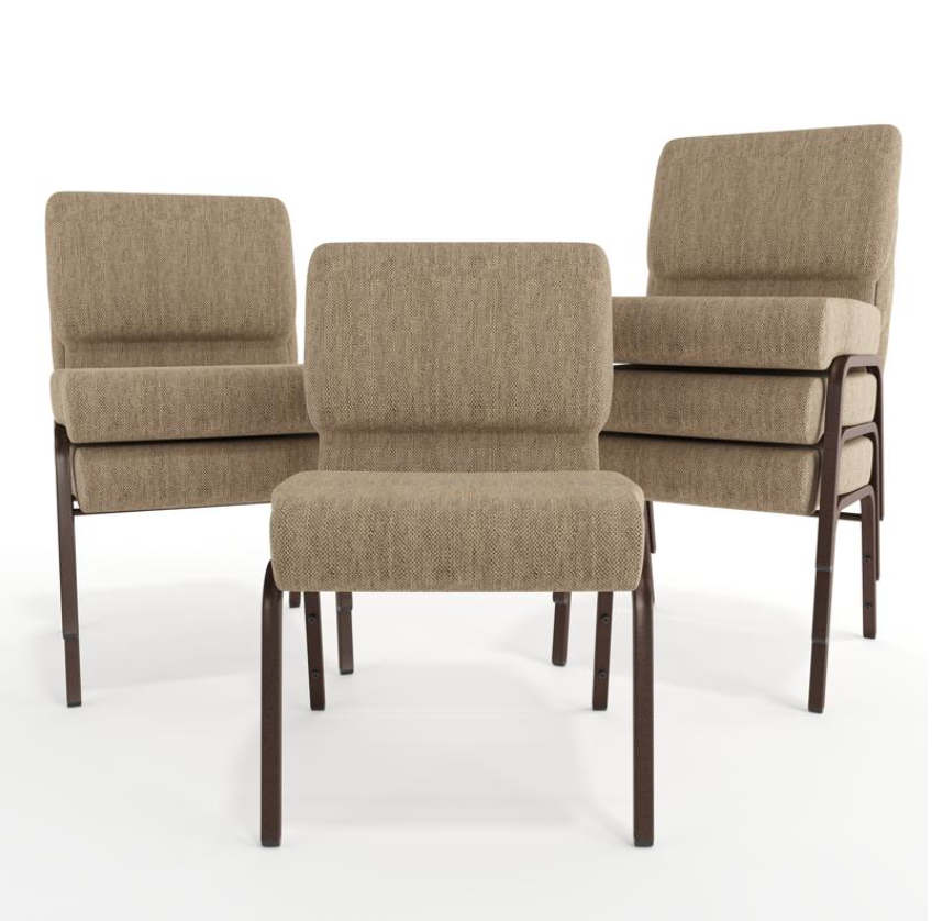 Sold In SETS of 10 Chairs. Church Chairs/Auditorium Seating | Stackable Church Seatings 21 Inch Beige Fabric Worship Cinema Auditorium Sanctuary Church Chairs with Cut-Away Back.
