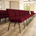 Sold In SETS of 10 Chairs. Church Chairs/Auditorium Seating | Stackable Church Seatings 21 Inch Burgundy Fabric Worship Cinema Auditorium Sanctuary Church Chairs with Cut-Away Back With Book Rack