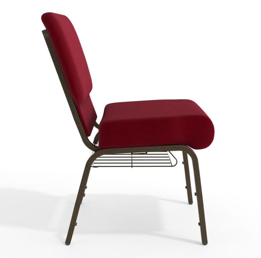 Sold In SETS of 10 Chairs. Church Chairs/Auditorium Seating | Stackable Church Seatings 21 Inch Burgundy Fabric Worship Cinema Auditorium Sanctuary Church Chairs with Cut-Away Back With Book Rack