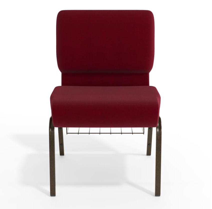 Sold In SETS of 10 Chairs. Church Chairs/Auditorium Seating | Stackable Church Seatings 21 Inch Burgundy Fabric Worship Cinema Auditorium Sanctuary Church Chairs with Cut-Away Back With Book Rack