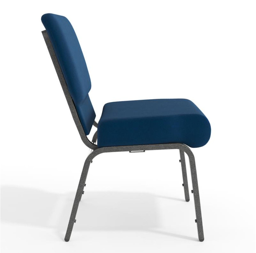 Sold In SETS of 10 Chairs. Church Chairs/Auditorium Seating | Stackable Church Seatings 21 Inch Navy Blue Fabric Worship Cinema Auditorium Sanctuary Church Chairs with Cut-Away Back.