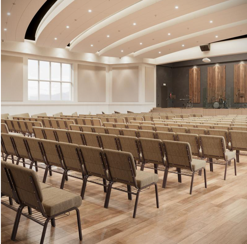 Sold In SETS of 10 Chairs. Church Chairs/Auditorium Seating | Stackable Church Seatings 21 Inch Beige Fabric Worship Cinema Auditorium Sanctuary Church Chairs with Cut-Away Back With Book Rack