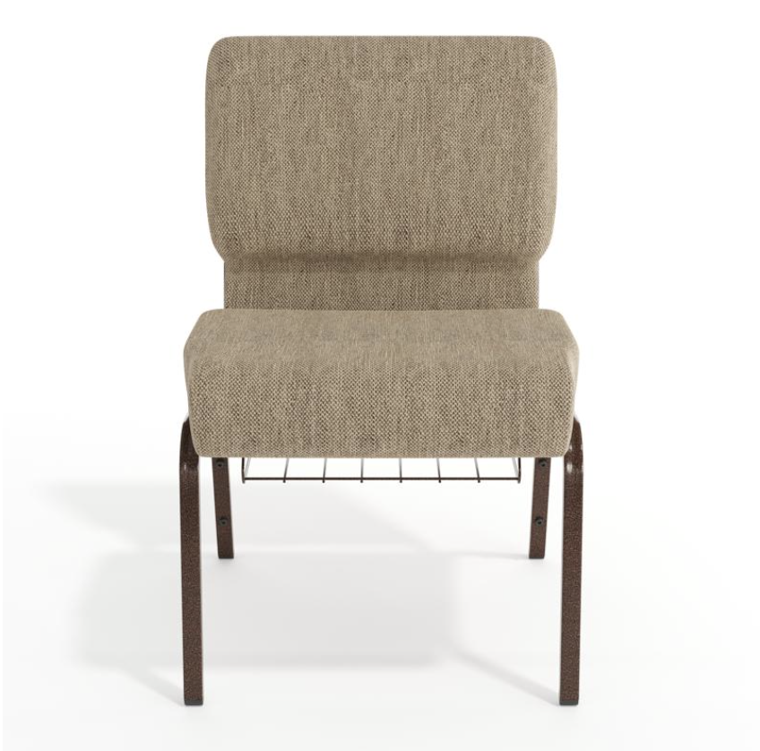 Sold In SETS of 10 Chairs. Church Chairs/Auditorium Seating | Stackable Church Seatings 21 Inch Beige Fabric Worship Cinema Auditorium Sanctuary Church Chairs with Cut-Away Back With Book Rack