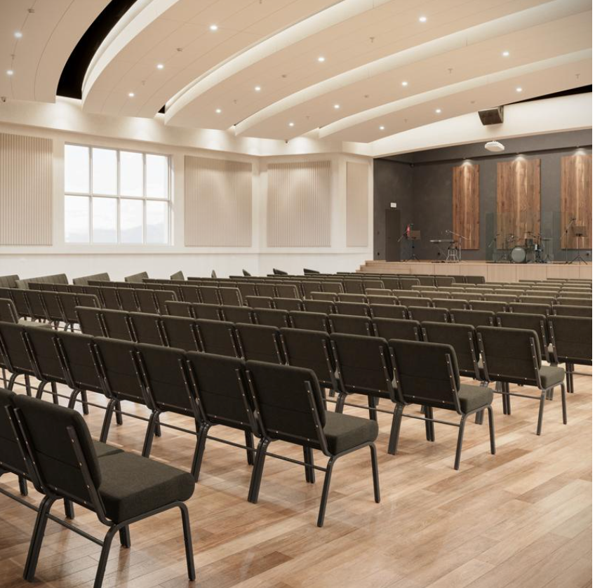 Sold In SETS of 10 Chairs. Church Chairs/Auditorium Seating | Stackable Church Seatings 21 Inch Brown Fabric Worship Cinema Auditorium Sanctuary Church Chairs with Cut-Away Back.