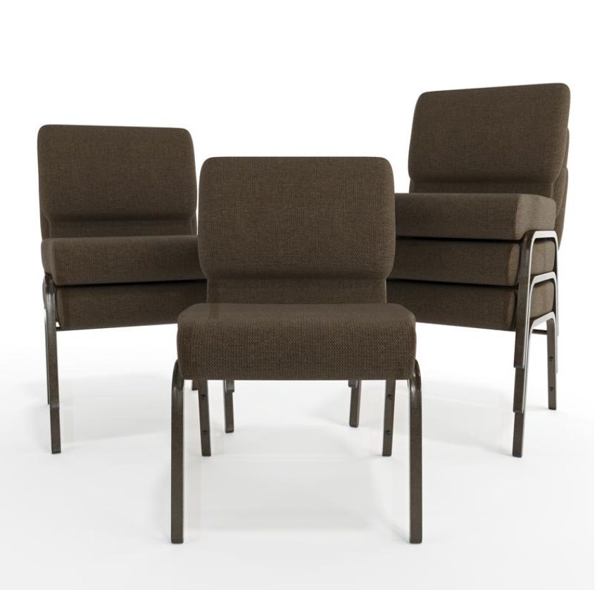 Sold In SETS of 10 Chairs. Church Chairs/Auditorium Seating | Stackable Church Seatings 21 Inch Brown Fabric Worship Cinema Auditorium Sanctuary Church Chairs with Cut-Away Back.