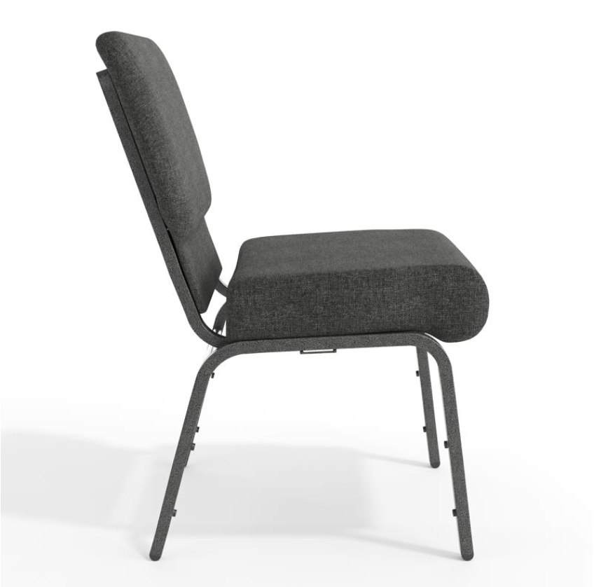 Sold In SETS of 50 Chairs. Hotel/Church/Auditorium/Banquet Seating | Stackable Seating 21 Inch Gray Fabric Worship Cinema Auditorium Sanctuary Church Chairs with Cut-Away Back.
