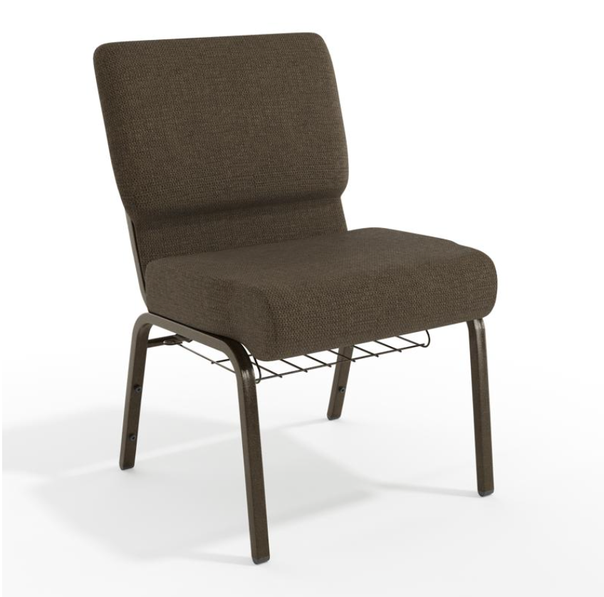 Sold In SETS of 10 Chairs. Church Chairs/Auditorium Seating | Stackable Church Seatings 21 Inch Brown Fabric Worship Cinema Auditorium Sanctuary Church Chairs with Cut-Away Back With Book Rack.