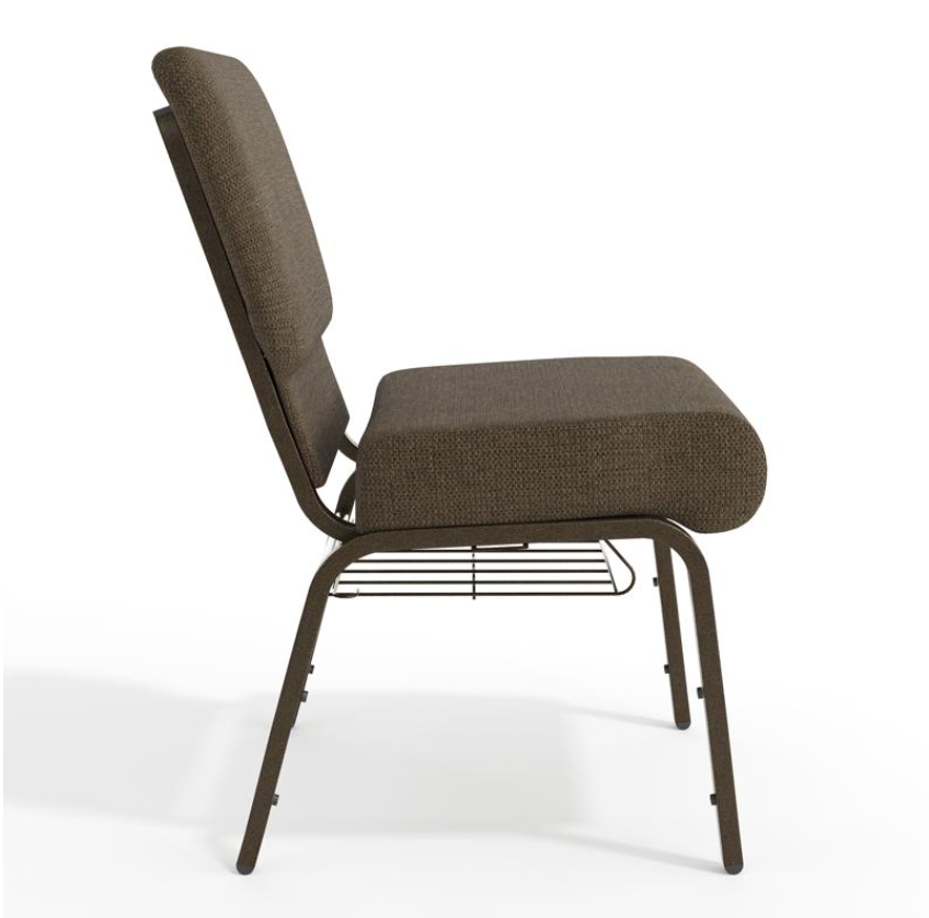 Sold In SETS of 10 Chairs. Church Chairs/Auditorium Seating | Stackable Church Seatings 21 Inch Brown Fabric Worship Cinema Auditorium Sanctuary Church Chairs with Cut-Away Back With Book Rack.