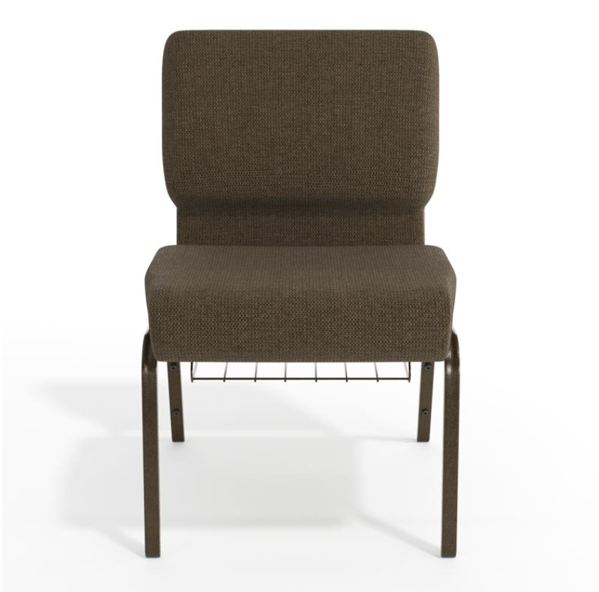 Sold In SETS of 10 Chairs. Church Chairs/Auditorium Seating | Stackable Church Seatings 21 Inch Brown Fabric Worship Cinema Auditorium Sanctuary Church Chairs with Cut-Away Back With Book Rack.