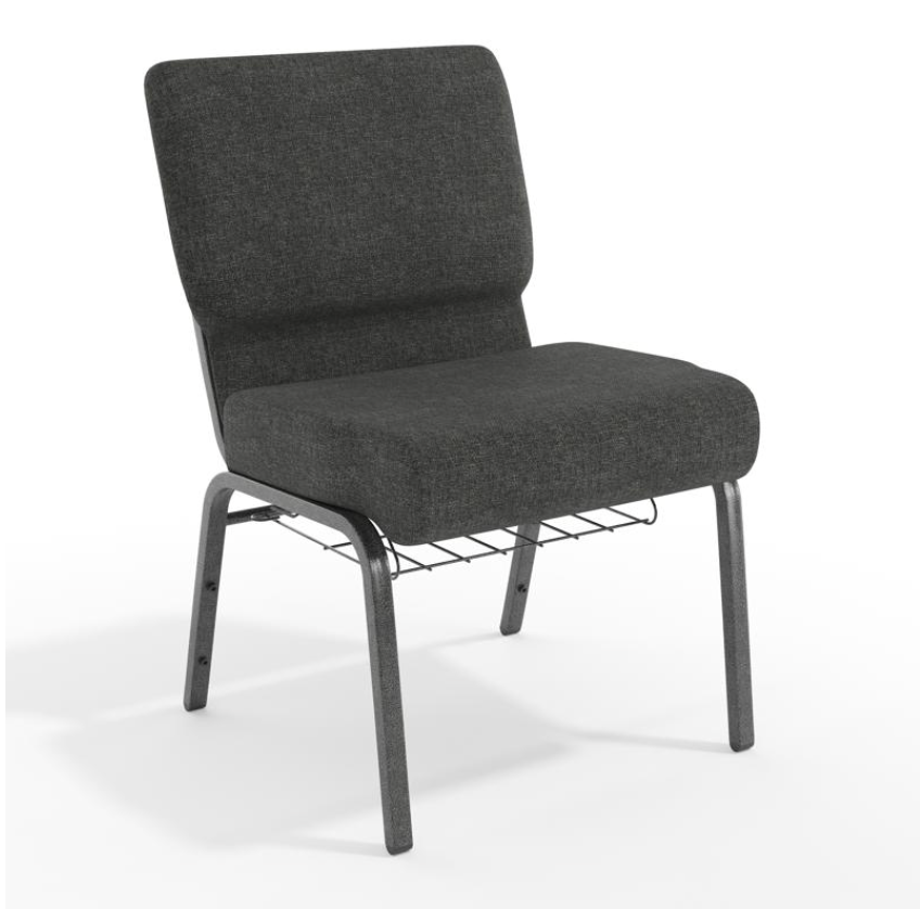 Sold In SETS of 10 Chairs. Church Chairs/Auditorium Seating | Stackable Church Seatings 21 Inch Gray Fabric Worship Cinema Auditorium Sanctuary Church Chairs with Cut-Away Back With Book Rack