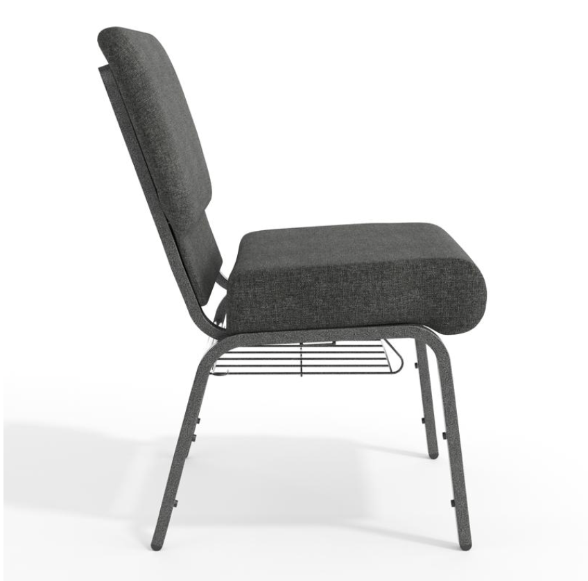 Sold In SETS of 10 Chairs. Church Chairs/Auditorium Seating | Stackable Church Seatings 21 Inch Gray Fabric Worship Cinema Auditorium Sanctuary Church Chairs with Cut-Away Back With Book Rack