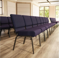 Sold In SETS of 50 Chairs. Church Chairs/Auditorium Seating | Stackable Church Seatings 21 Inch Purple Fabric Worship Cinema Auditorium Sanctuary Church Chairs with Cut-Away Back With Book Rack