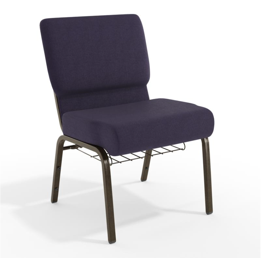 Sold In SETS of 50 Chairs. Church Chairs/Auditorium Seating | Stackable Church Seatings 21 Inch Purple Fabric Worship Cinema Auditorium Sanctuary Church Chairs with Cut-Away Back With Book Rack