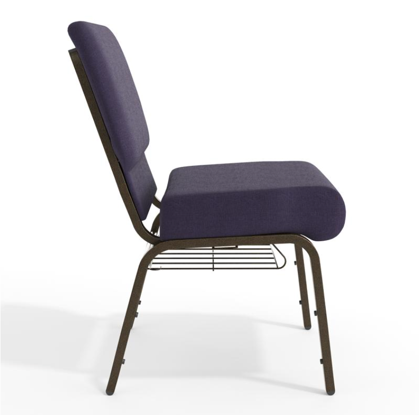 Sold In SETS of 50 Chairs. Church Chairs/Auditorium Seating | Stackable Church Seatings 21 Inch Purple Fabric Worship Cinema Auditorium Sanctuary Church Chairs with Cut-Away Back With Book Rack