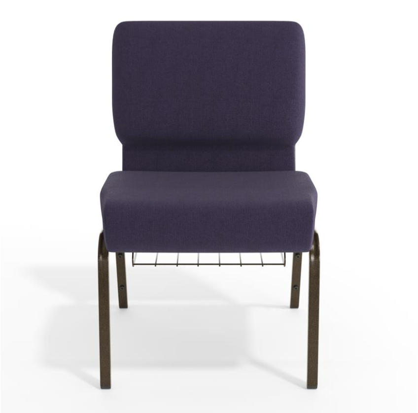 Sold In SETS of 50 Chairs. Church Chairs/Auditorium Seating | Stackable Church Seatings 21 Inch Purple Fabric Worship Cinema Auditorium Sanctuary Church Chairs with Cut-Away Back With Book Rack