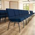 Sold In SETS of 10 Chairs. Church Chairs/Auditorium Seating | Stackable Church Seatings 21 Inch Navy Blue Fabric Worship Cinema Auditorium Sanctuary Church Chairs with Cut-Away Back With Book Rack