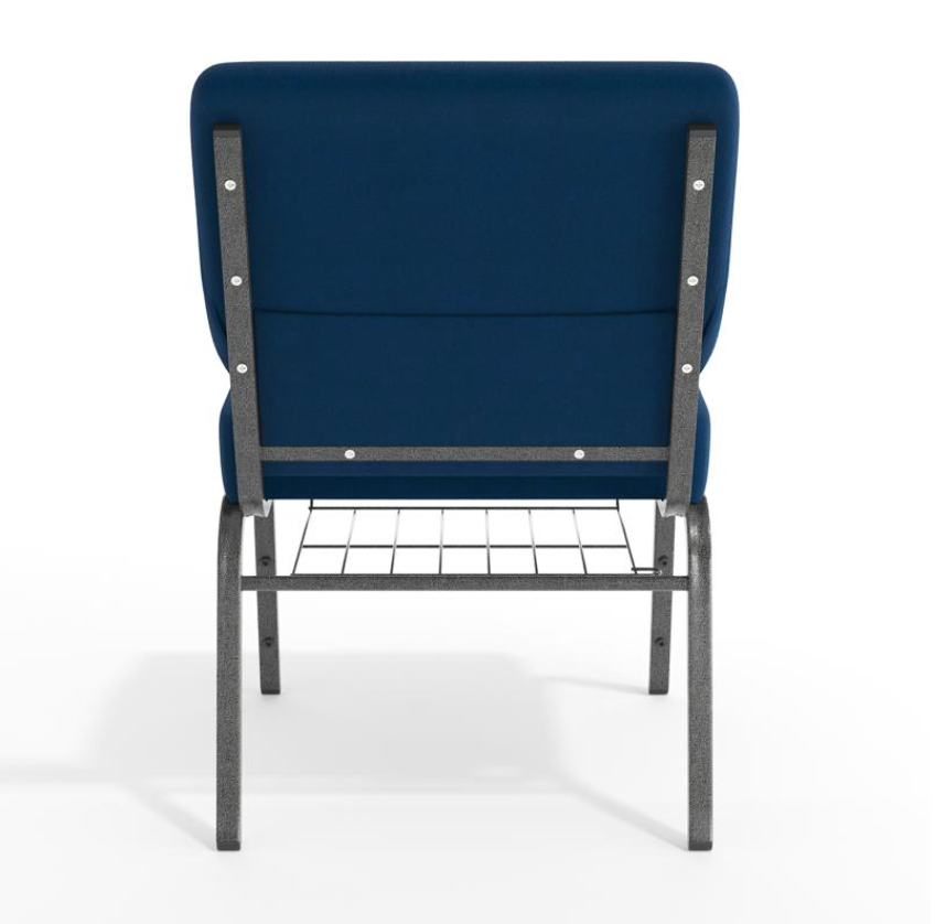Sold In SETS of 10 Chairs. Church Chairs/Auditorium Seating | Stackable Church Seatings 21 Inch Navy Blue Fabric Worship Cinema Auditorium Sanctuary Church Chairs with Cut-Away Back With Book Rack