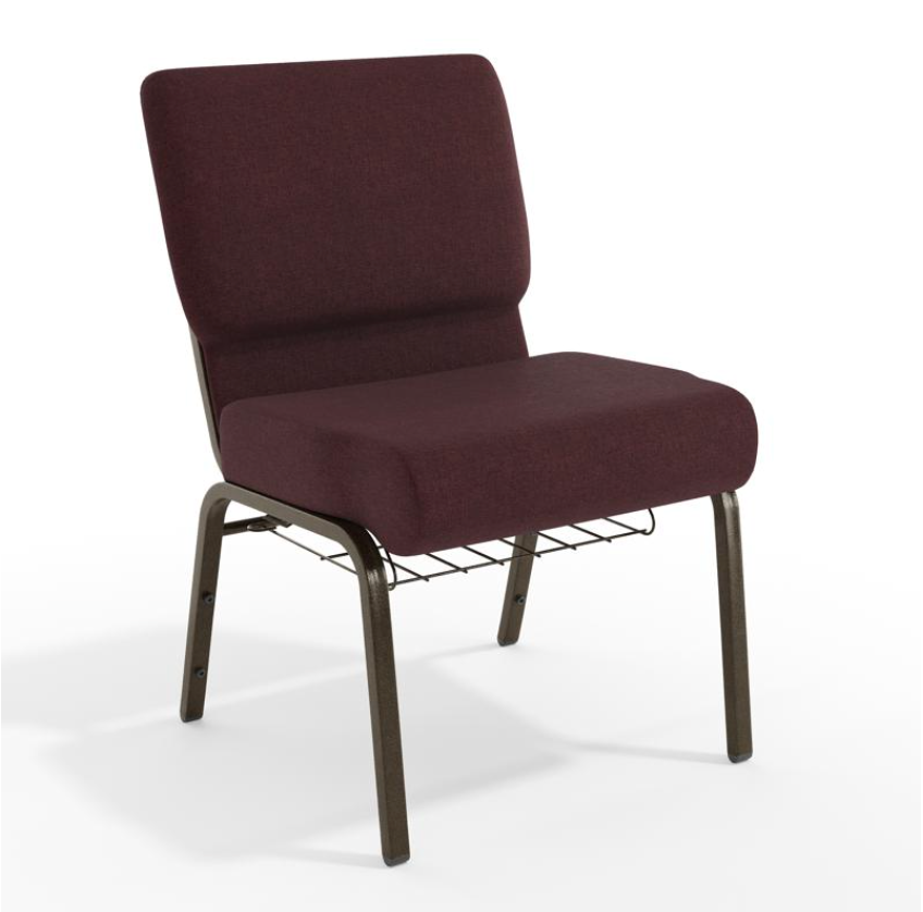 Sold In SETS of 50 Chairs. Church Chairs/Auditorium Seating | Stackable Church Seatings 21 Inch Plum Fabric Worship Cinema Auditorium Sanctuary Church Chairs with Cut-Away Back With Book Rack