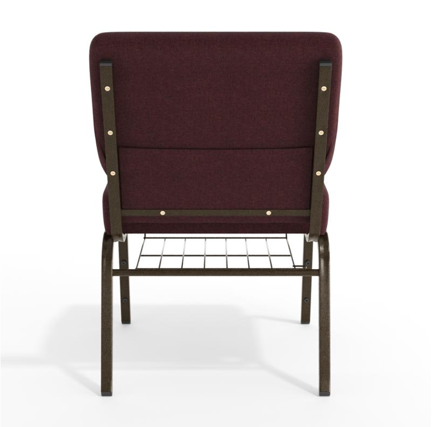 Sold In SETS of 50 Chairs. Church Chairs/Auditorium Seating | Stackable Church Seatings 21 Inch Plum Fabric Worship Cinema Auditorium Sanctuary Church Chairs with Cut-Away Back With Book Rack