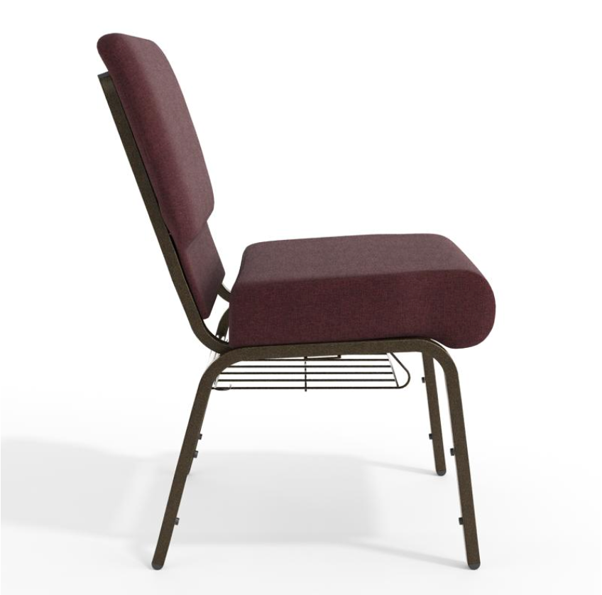 Sold In SETS of 50 Chairs. Church Chairs/Auditorium Seating | Stackable Church Seatings 21 Inch Plum Fabric Worship Cinema Auditorium Sanctuary Church Chairs with Cut-Away Back With Book Rack