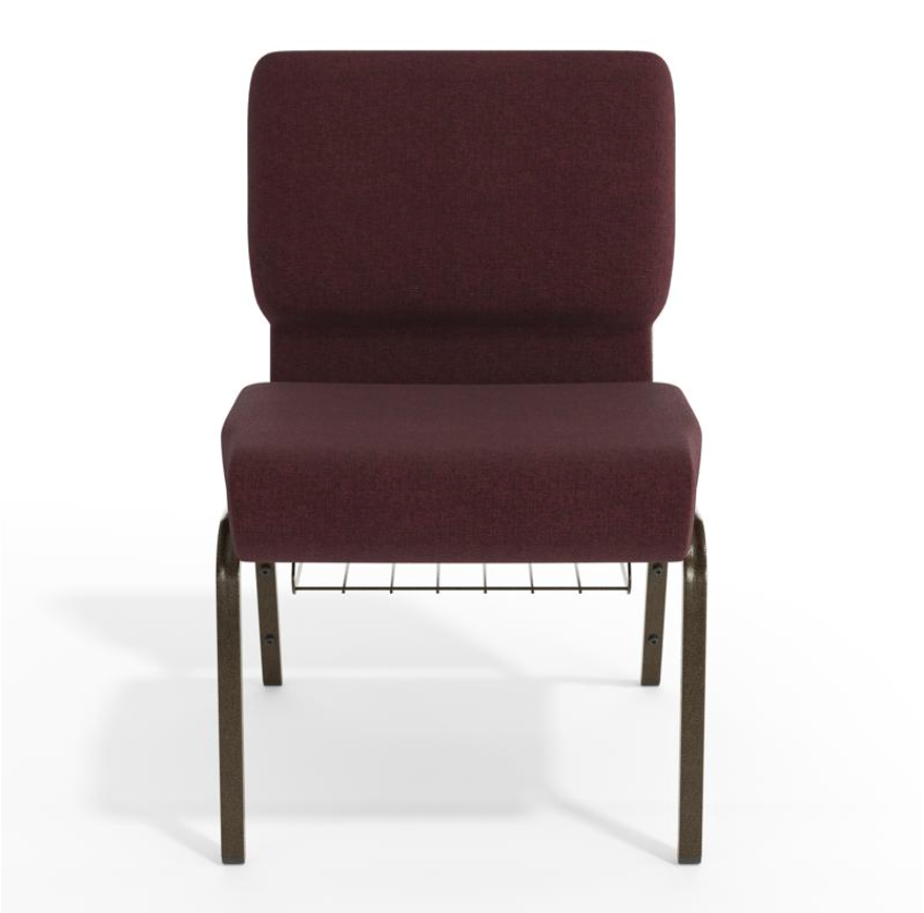 Sold In SETS of 50 Chairs. Church Chairs/Auditorium Seating | Stackable Church Seatings 21 Inch Plum Fabric Worship Cinema Auditorium Sanctuary Church Chairs with Cut-Away Back With Book Rack