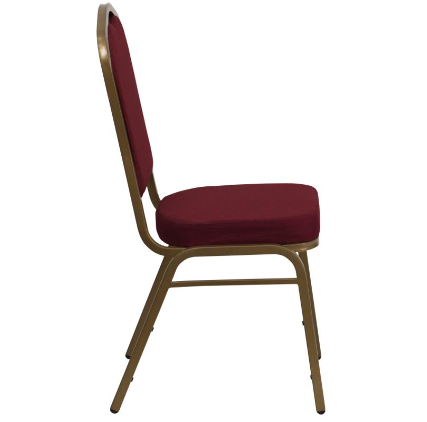 (SET OF 20 CHAIRS) Crown Back Stacking Church/Banquet Chair in Burgundy Fabric - Gold Frame 17.25" Wide