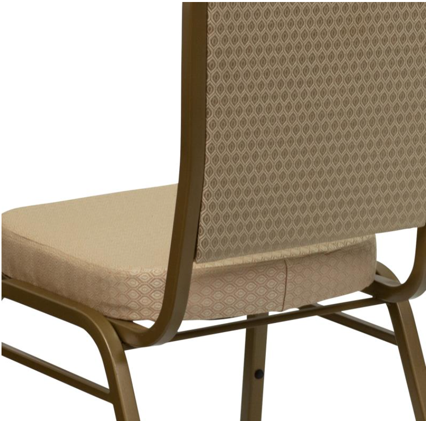 (SET OF 20 CHAIRS) Crown Back Stacking Church/Banquet Chair in Beige Patterned Fabric - Gold Frame 17.25" Wide