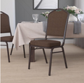 (SET OF 20 CHAIRS) Crown Back Stacking Church/Banquet Chair in Brown Patterned Fabric - Copper Vein Frame 17.25" Wide