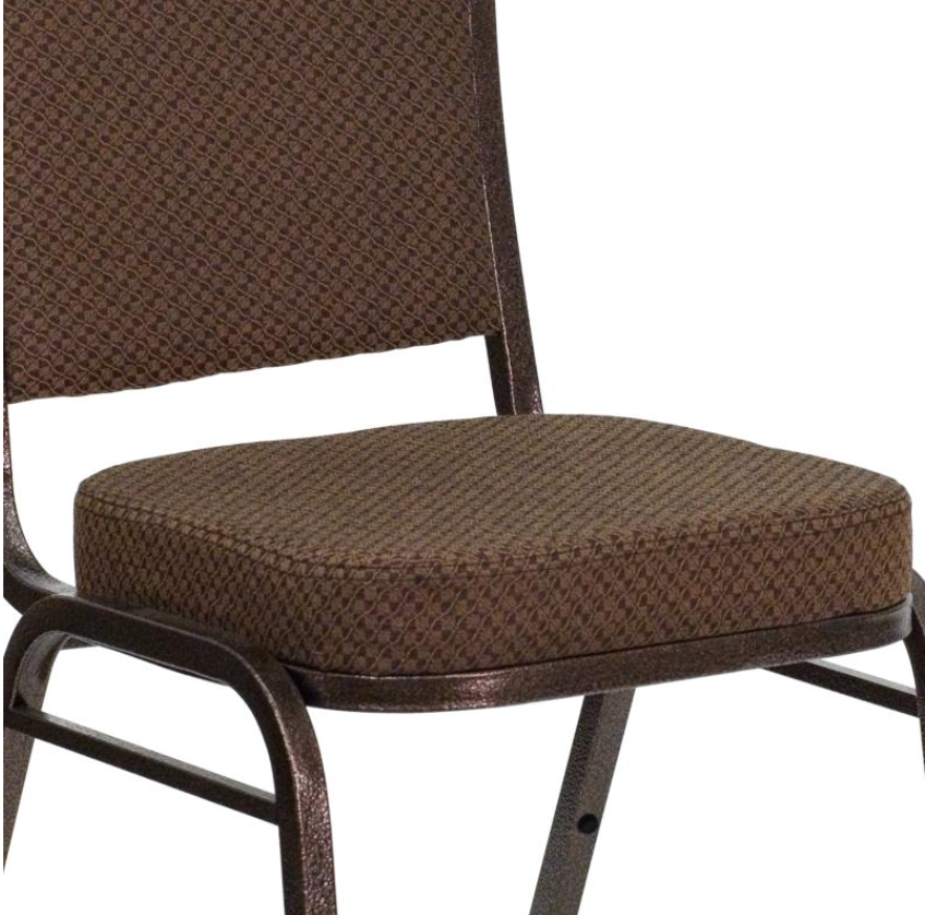 (SET OF 20 CHAIRS) Crown Back Stacking Church/Banquet Chair in Brown Patterned Fabric - Copper Vein Frame 17.25" Wide