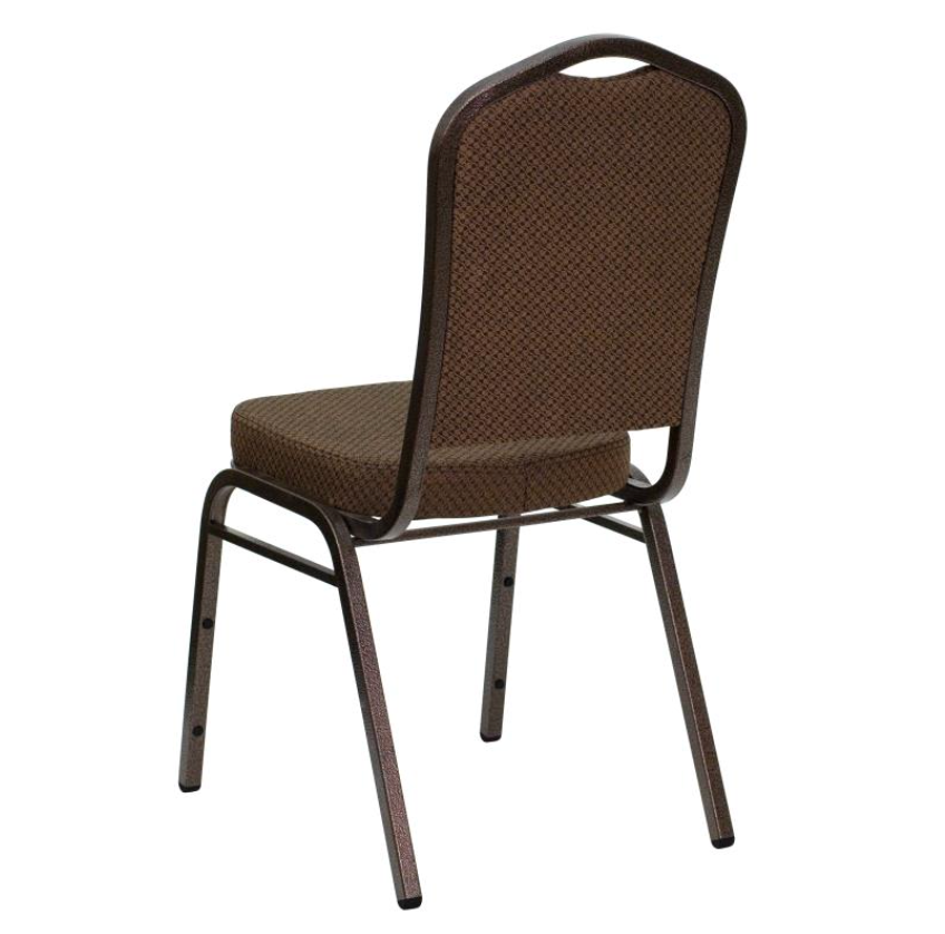 (SET OF 20 CHAIRS) Crown Back Stacking Church/Banquet Chair in Brown Patterned Fabric - Copper Vein Frame 17.25" Wide