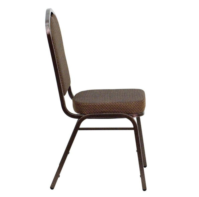 (SET OF 20 CHAIRS) Crown Back Stacking Church/Banquet Chair in Brown Patterned Fabric - Copper Vein Frame 17.25" Wide