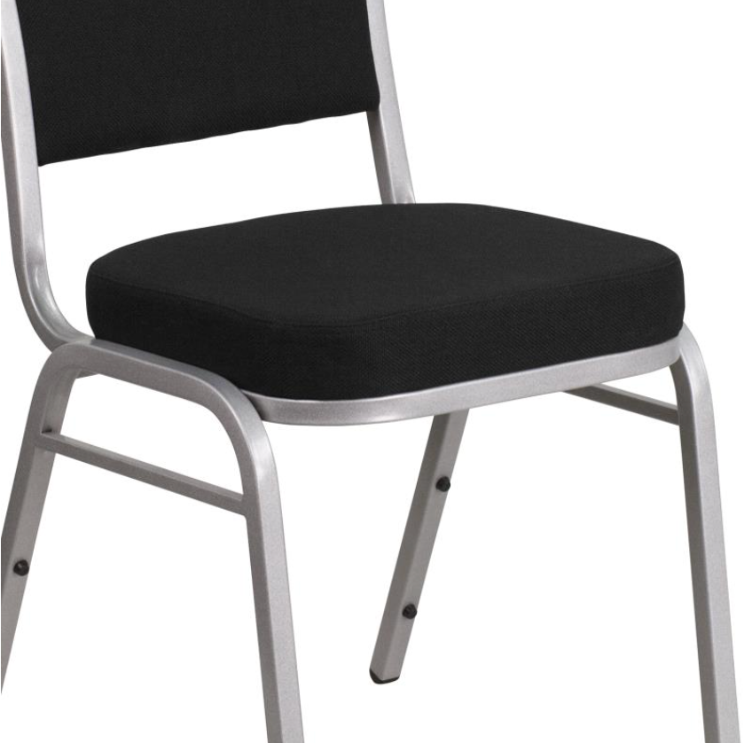 (SET OF 20 CHAIRS) Crown Back Stacking Church/Banquet Chair in Black Fabric - Silver Frame 17.25" Wide