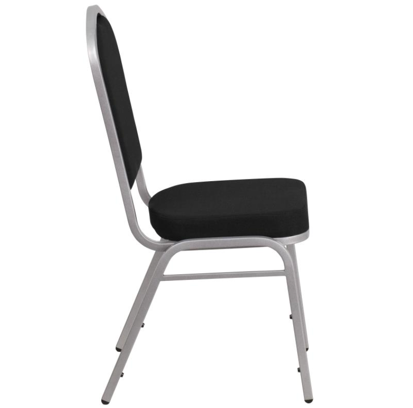 (SET OF 20 CHAIRS) Crown Back Stacking Church/Banquet Chair in Black Fabric - Silver Frame 17.25" Wide