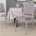 (SET OF 20 CHAIRS) Crown Back Stacking Church/Banquet Chair in Gray Dot Fabric - Silver Frame 17.25" Wide