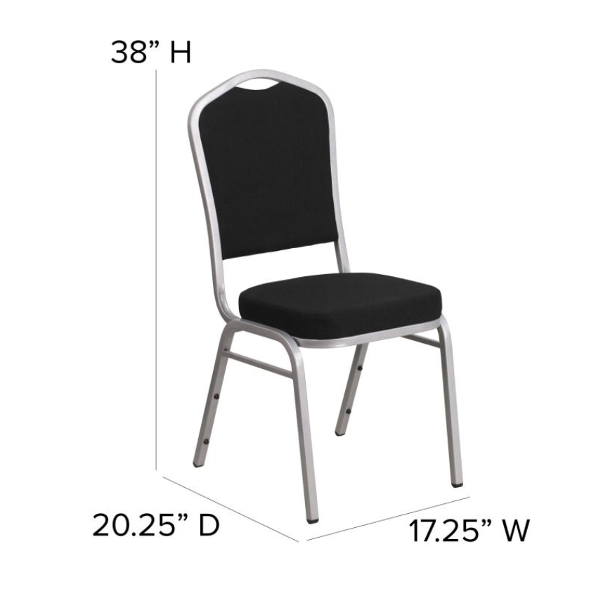 (SET OF 20 CHAIRS) Crown Back Stacking Church/Banquet Chair in Gray Dot Fabric - Silver Frame 17.25" Wide