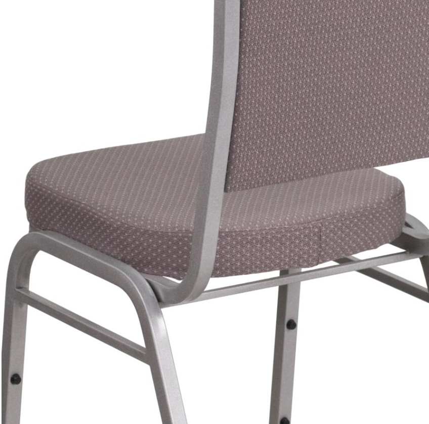 (SET OF 20 CHAIRS) Crown Back Stacking Church/Banquet Chair in Gray Dot Fabric - Silver Frame 17.25" Wide