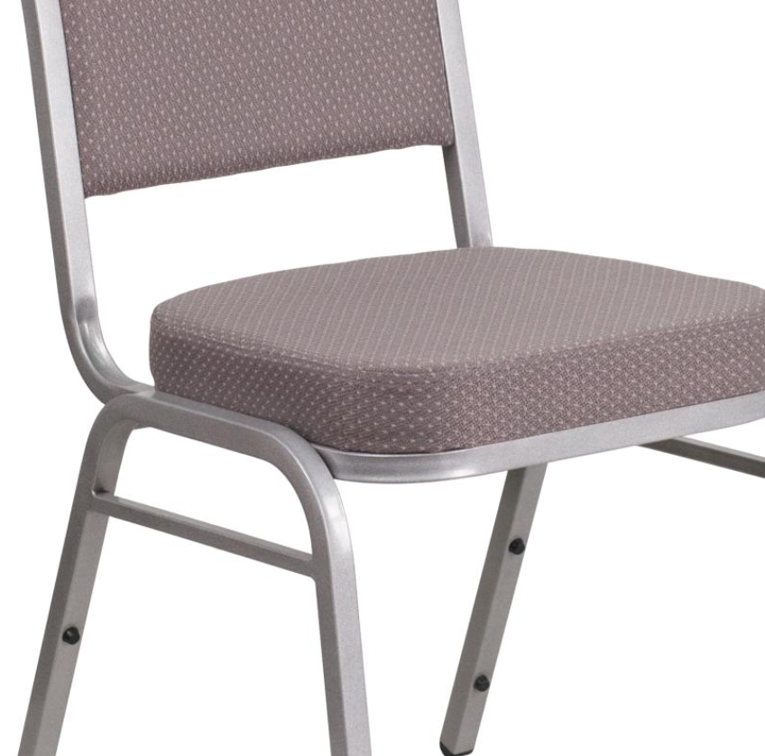(SET OF 20 CHAIRS) Crown Back Stacking Church/Banquet Chair in Gray Dot Fabric - Silver Frame 17.25" Wide