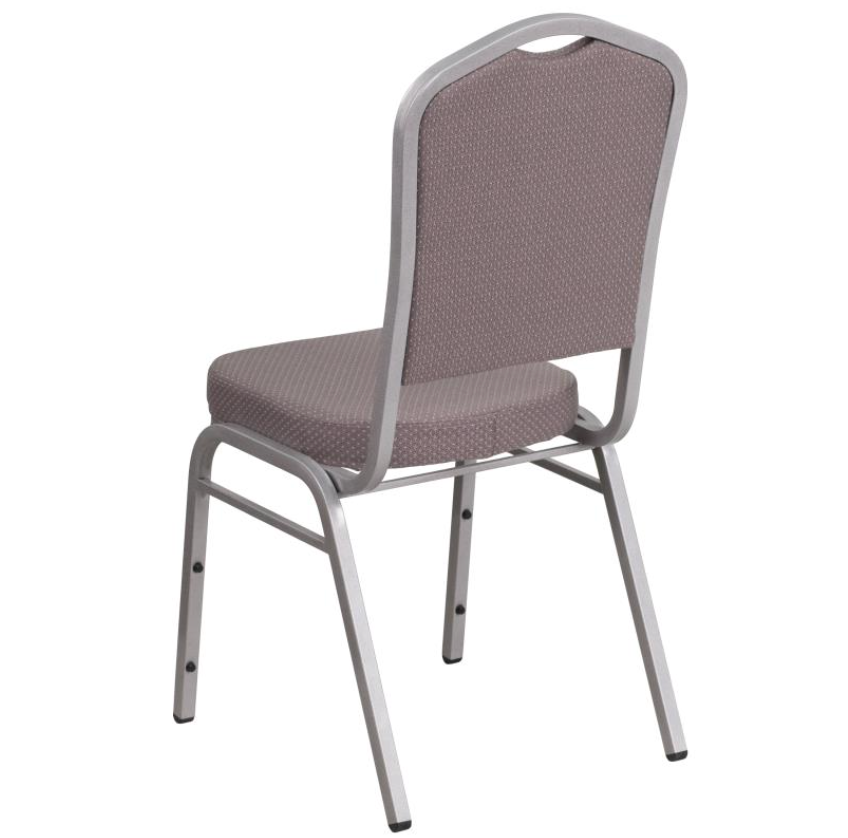 (SET OF 20 CHAIRS) Crown Back Stacking Church/Banquet Chair in Gray Dot Fabric - Silver Frame 17.25" Wide