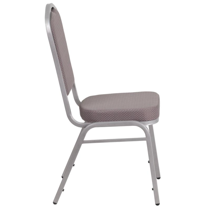(SET OF 20 CHAIRS) Crown Back Stacking Church/Banquet Chair in Gray Dot Fabric - Silver Frame 17.25" Wide