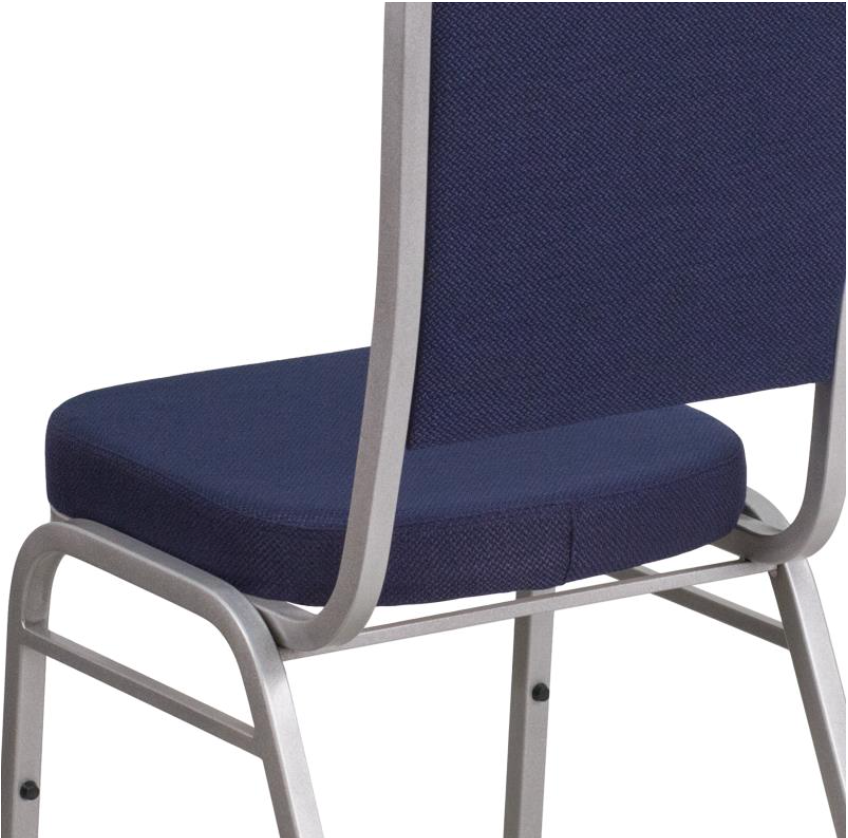 (SET OF 20 CHAIRS) Crown Back Stacking Church/Banquet Chair in Navy Fabric - Silver Frame 17.25" Wide