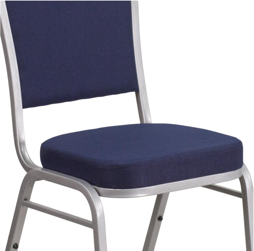 (SET OF 20 CHAIRS) Crown Back Stacking Church/Banquet Chair in Navy Fabric - Silver Frame 17.25" Wide