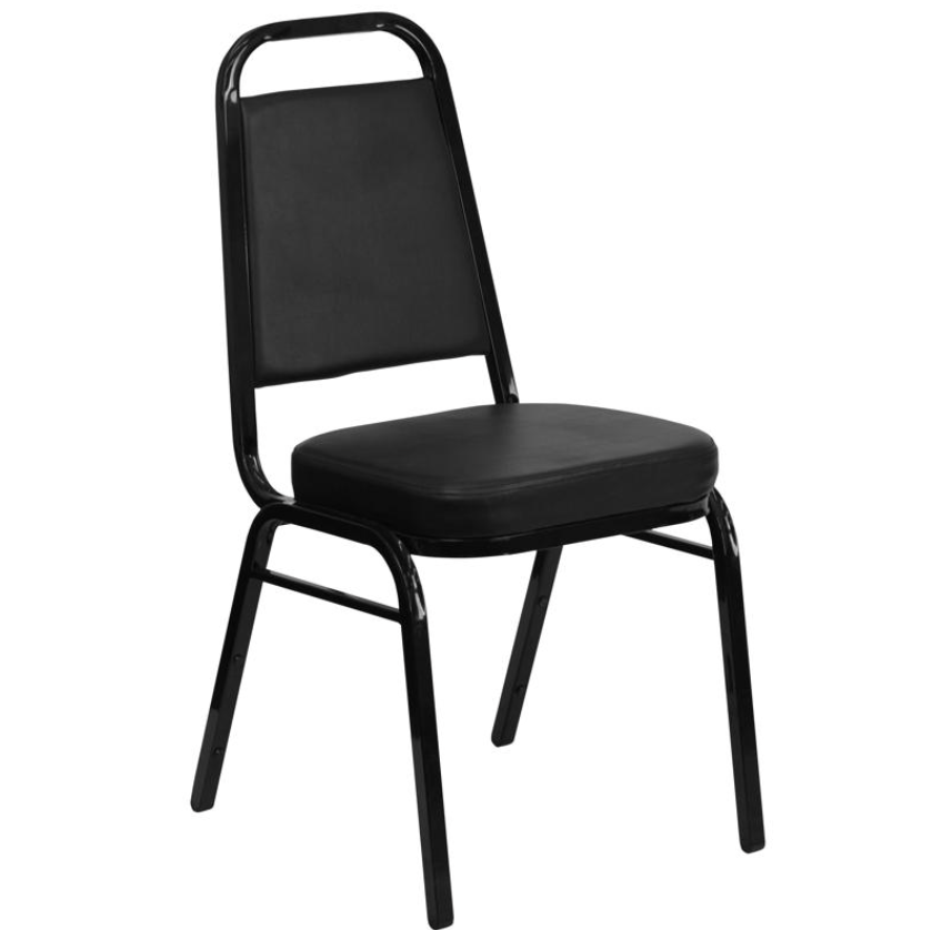 (SET OF 20) HERCULES Series Trapezoidal Back Stacking Banquet/Church Chair in Black Vinyl - Black Frame
