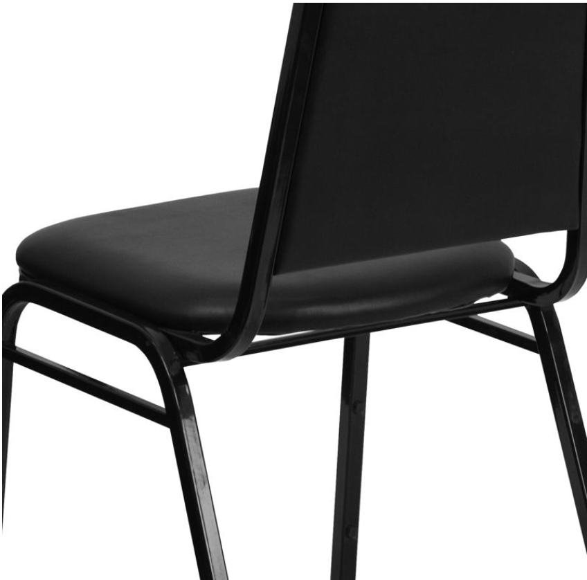 (SET OF 20) HERCULES Series Trapezoidal Back Stacking Banquet/Church Chair in Black Vinyl - Black Frame