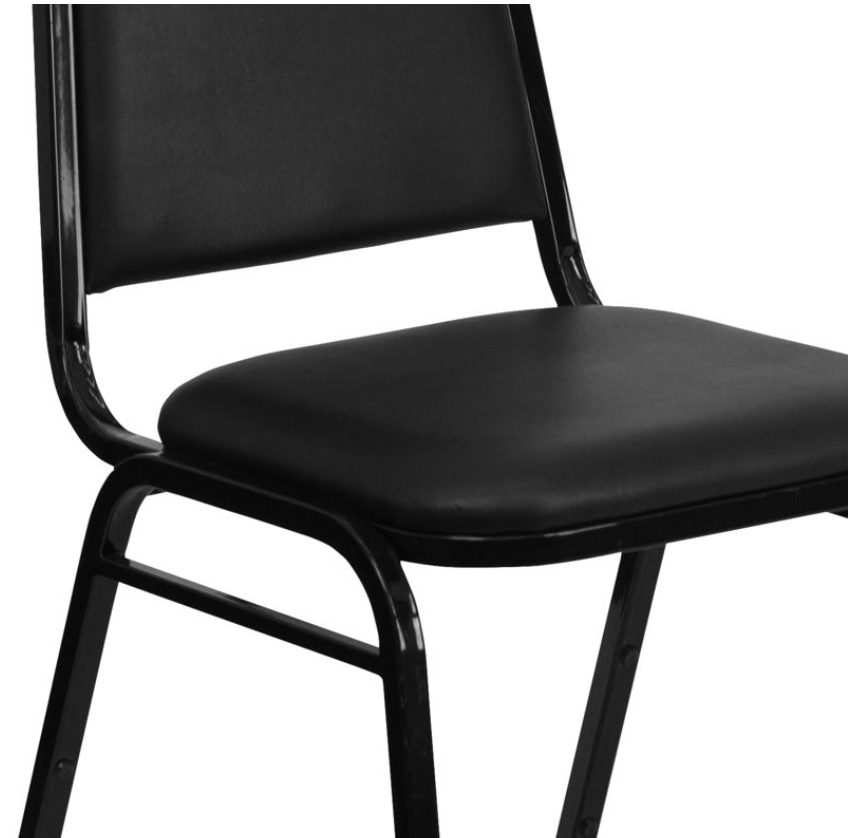 (SET OF 20) HERCULES Series Trapezoidal Back Stacking Banquet/Church Chair in Black Vinyl - Black Frame
