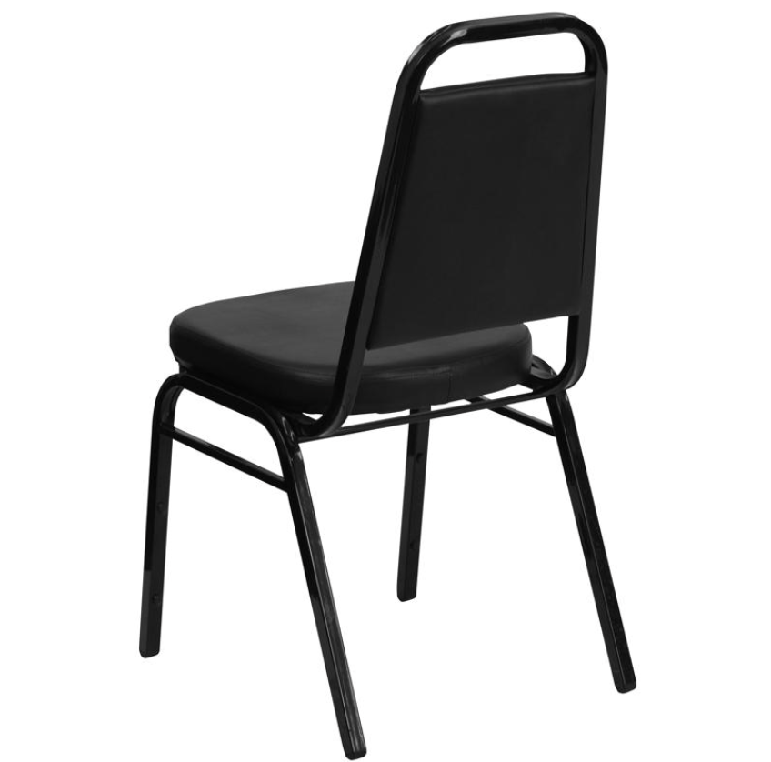 (SET OF 20) HERCULES Series Trapezoidal Back Stacking Banquet/Church Chair in Black Vinyl - Black Frame
