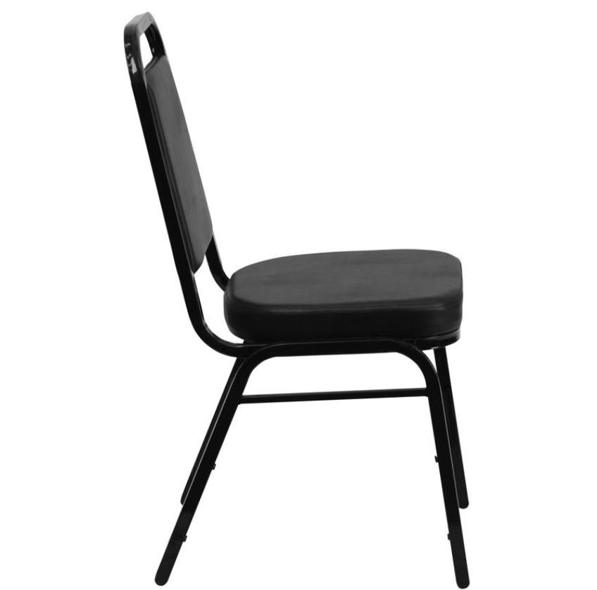 (SET OF 20) HERCULES Series Trapezoidal Back Stacking Banquet/Church Chair in Black Vinyl - Black Frame
