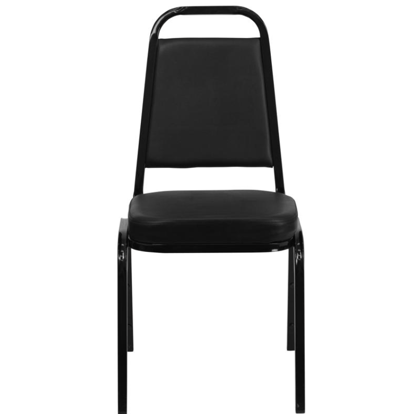 (SET OF 20) HERCULES Series Trapezoidal Back Stacking Banquet/Church Chair in Black Vinyl - Black Frame